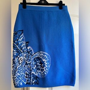 ETCETERA FROND Knit Pull on Luxury Skirt in Blue/White S